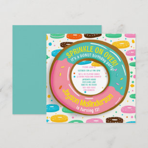 Leuke Sprinkle Donut Verjaardagsfeestuitnodiging Kaart