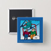 Leuke Sprong Cartoon Skiërs Vierkante Button 5,1 Cm (Voorkant /achterkant)