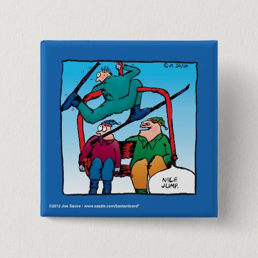 Leuke Sprong Cartoon Skiërs Vierkante Button 5,1 Cm (Voorkant)