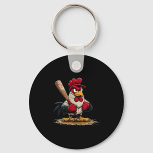Leuke Srt Haan Uitzicht Voor Honkbal- en Slaghoutl Sleutelhanger