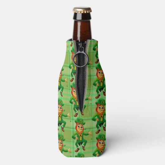 Leuke St Patricks Day Green Leprechaun gepersonali Flesjeskoeler (Fles Achterkant)