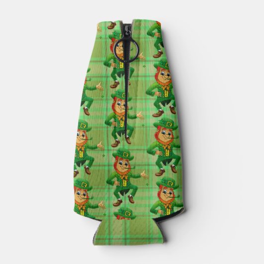 Leuke St Patricks Day Green Leprechaun gepersonali Flesjeskoeler (Achterkant)