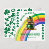 Leuke St. Patrick's Day kaart – Kat in pot met gou (Voorkant / Achterkant)