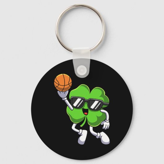 Leuke St. Patricks Day Klaver Speelt Bysketbyll Bo Sleutelhanger (Voorkant)