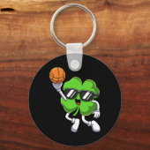 Leuke St. Patricks Day Klaver Speelt Bysketbyll Bo Sleutelhanger (Voorkant)