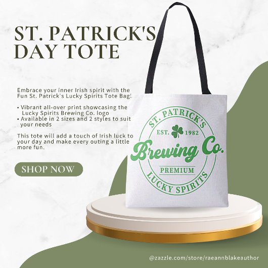 Leuke St. Patrick's Lucky Spirits Canvas tas