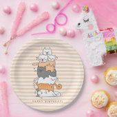 Leuke Stapel van Katten Gelukkige Verjaardag Papieren Bordje (Feest)