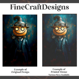 Leuke Steampunk Halloween Pompoen Man E9L Decoupag Tissuepapier