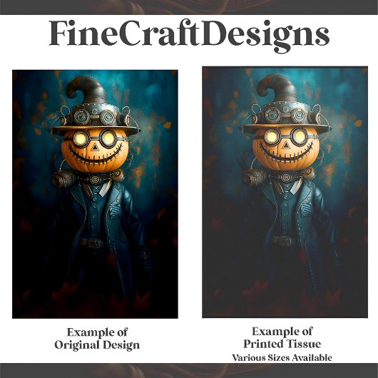 Leuke Steampunk Halloween Pompoen Man E9L Decoupag Tissuepapier