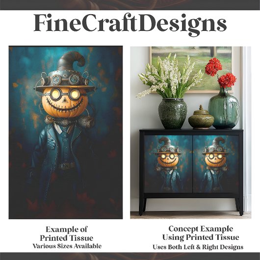 Leuke Steampunk Halloween Pompoen Man E9R Decoupag Tissuepapier