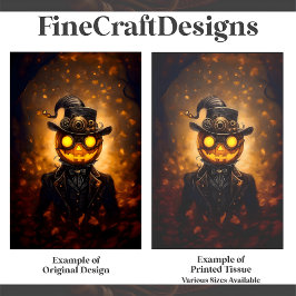 Leuke Steampunk Halloween Pompoen Man F1L Decoupag Tissuepapier