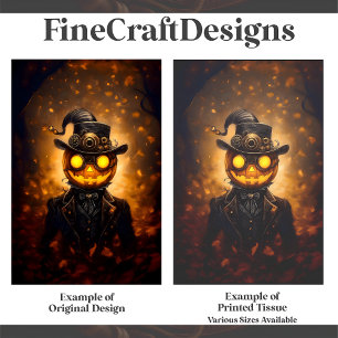 Leuke Steampunk Halloween Pompoen Man F1L Decoupag Tissuepapier