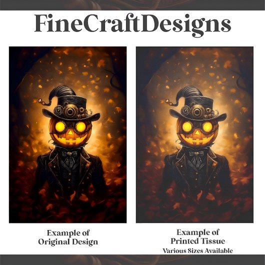 Leuke Steampunk Halloween Pompoen Man F1L Decoupag Tissuepapier