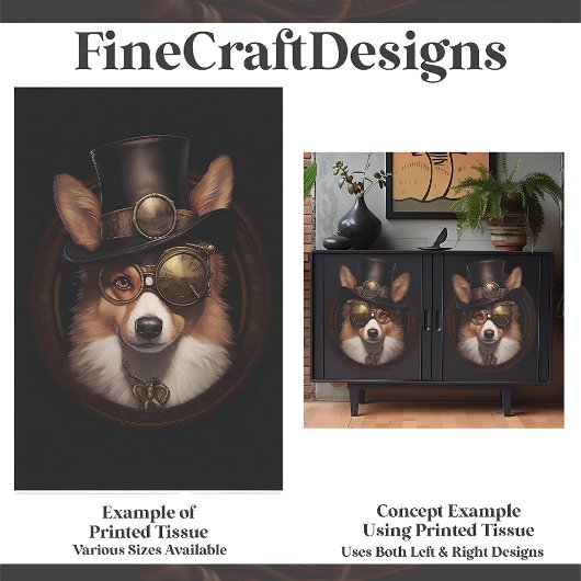 Leuke Steampunk Leuke Welsh Corgi Hond D5R Découpa Tissuepapier