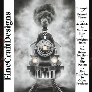 Leuke Steampunk Monochroom Trein AA2 Découpage Tissuepapier