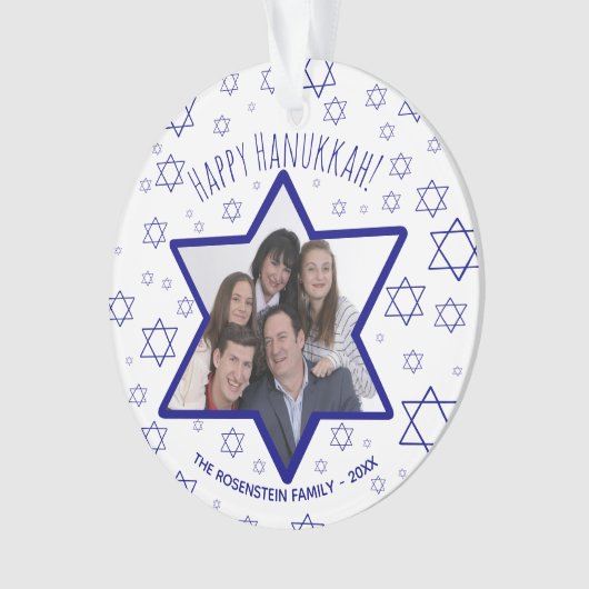 Leuke ster van David Happy Hanukkah Foto Ornament (voorkant)