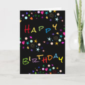 Leuke sterren in harten op Black Birthday Greeting Kaart (Voorkant)