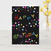 Leuke sterren in harten op Black Birthday Greeting Kaart (Gele Bloem)