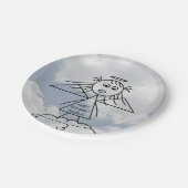 Leuke Stick Engel op Wolken Gepersonaliseerde Verj Papieren Bordje (Gekanteld)