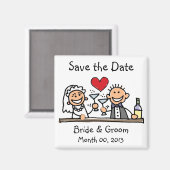 Leuke Stick Figures Bewaar de Datum Magneten (Voorkant / Achterkant)