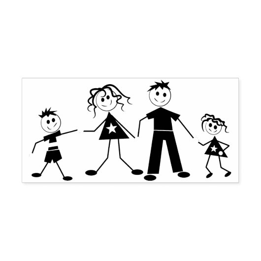 Leuke Stick figuur familie Rubberstempel (Afrduk)