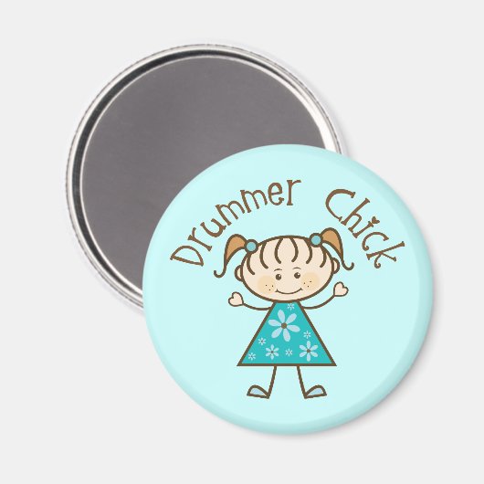Leuke Stick Meisje Drummer Chick Magneet (Voorkant / Achterkant)