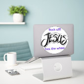 Leuke sticker: Jezus heeft het wiel Sticker (Laptop op bureau)