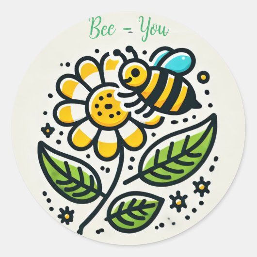 leuke sticker met tekst Bee tekst (Voorkant)