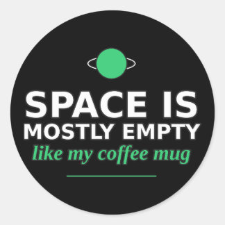 Leuke sticker over astronomie en de leegte van de