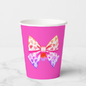Leuke Stijlvolle Coquette Girly Pink Bow 5e Waterv Papieren Bekers (Achterkant)