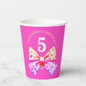 Leuke Stijlvolle Coquette Girly Pink Bow 5e Waterv Papieren Bekers (Voorkant)