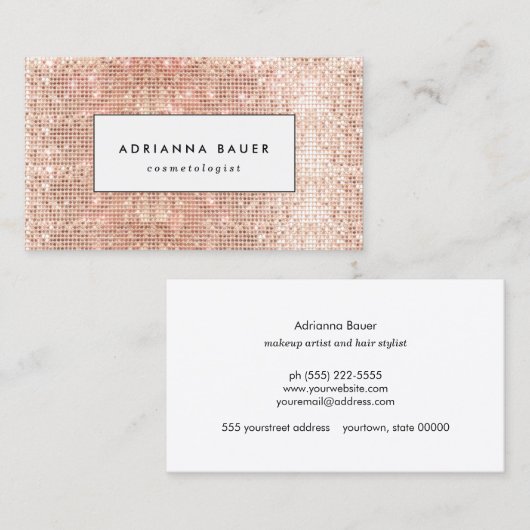 Leuke Stijlvolle Faux Koper Sequin Patroon Beauty  Visitekaartje (Voorkant / Achterkant)