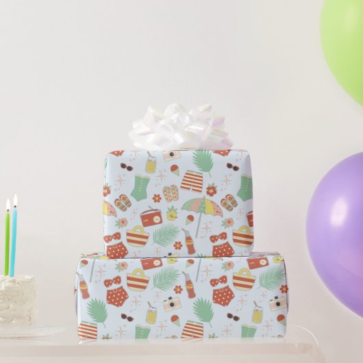 Leuke stijlvolle retro zomerstrandbadpakken cadeaupapier (Feestgeschenken)