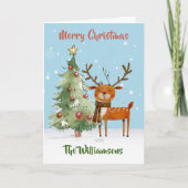 Leuke stijlvolle Waterverf rendierboom Kaart (Voorkant)