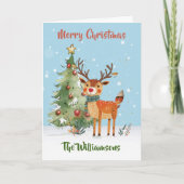 Leuke stijlvolle Waterverf rendierboom Kaart (Voorkant)