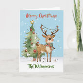 Leuke stijlvolle Waterverf rendierboom Kaart (Voorkant)