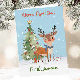 Leuke stijlvolle Waterverf rendierboom Kaart