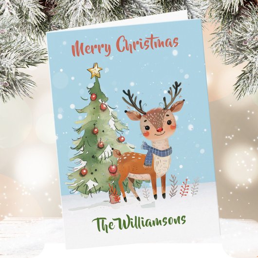 Leuke stijlvolle Waterverf rendierboom Kaart