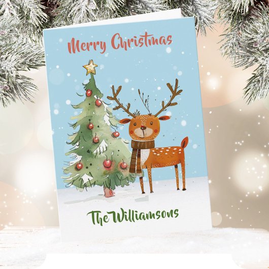 Leuke stijlvolle Waterverf rendierboom Kaart