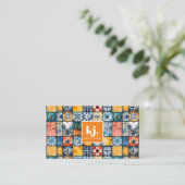 Leuke Stijlvolle Zomer Patchwork Monogram Visitekaartje (Staand voorkant)