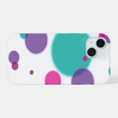 Leuke Stippen Patroon in Paarse Roze Teal Kleuren iPhone 15 Case (Achterkant horizontaal)