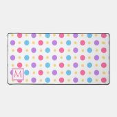 Leuke Stippen Roze Paars Blauw Monogram Bureaumat (Voorkant)