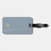 Leuke stoffige blauwe reistaslabel met naam (Achterkant horizontaal)