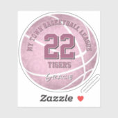 Leuke stoffige roze basketbal met teamnaam sticker (Vel)