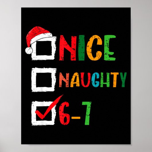 Leuke Stoute 6 7 Meme 67 Kerstmis Zes Zeven Jongen Poster (Voorkant)