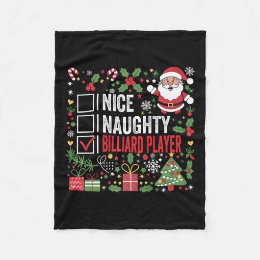Leuke stoute biljartspeler Grappige Kerstman Fleece Deken (Voorkant)