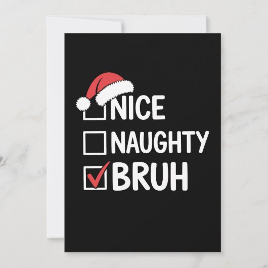 Leuke Stoute Broer Kerstmis Kerstman Hoed Checklis Kaart (Voorkant)