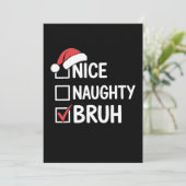 Leuke Stoute Broer Kerstmis Kerstman Hoed Checklis Kaart (Staand voorkant)