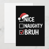 Leuke Stoute Broer Kerstmis Kerstman Hoed Checklis Kaart (Voorkant / Achterkant)