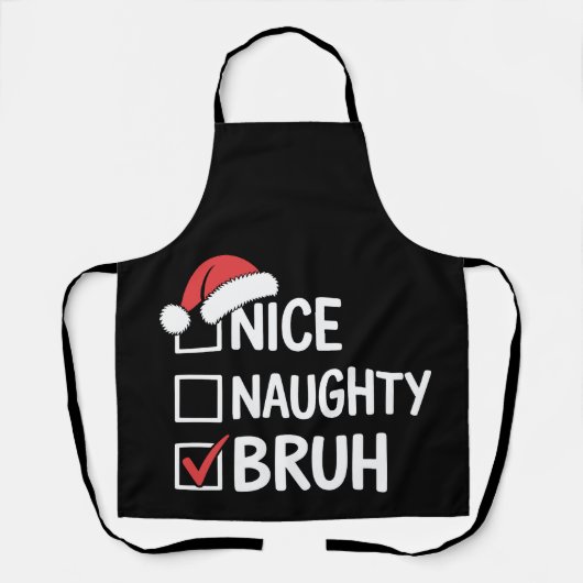 Leuke Stoute Broer Kerstmis Kerstman Hoed Checklis Schort (Voorkant)
